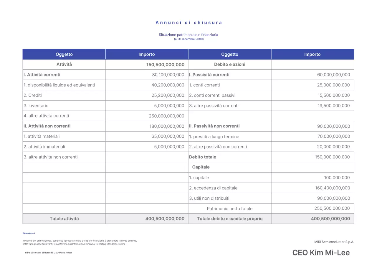 Guida al report finanziario Blue Clean