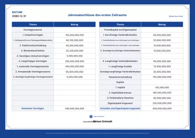 Finanzbericht der Blue's Clean Semiconductor Company