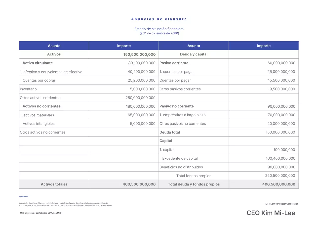 Guía de informes financieros de Blue Clean