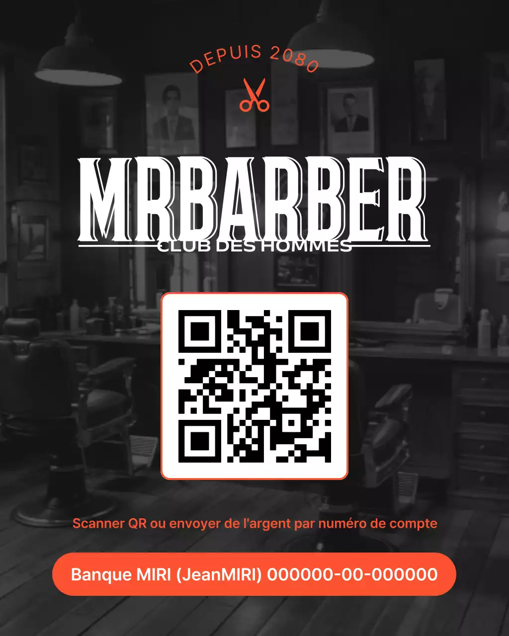 Publicité vintage noire pour un salon de coiffure