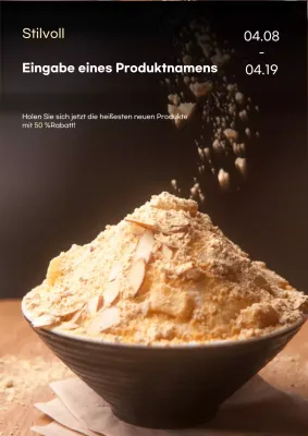 Werbematerialien für Lebensmittel in dunkler Farbe