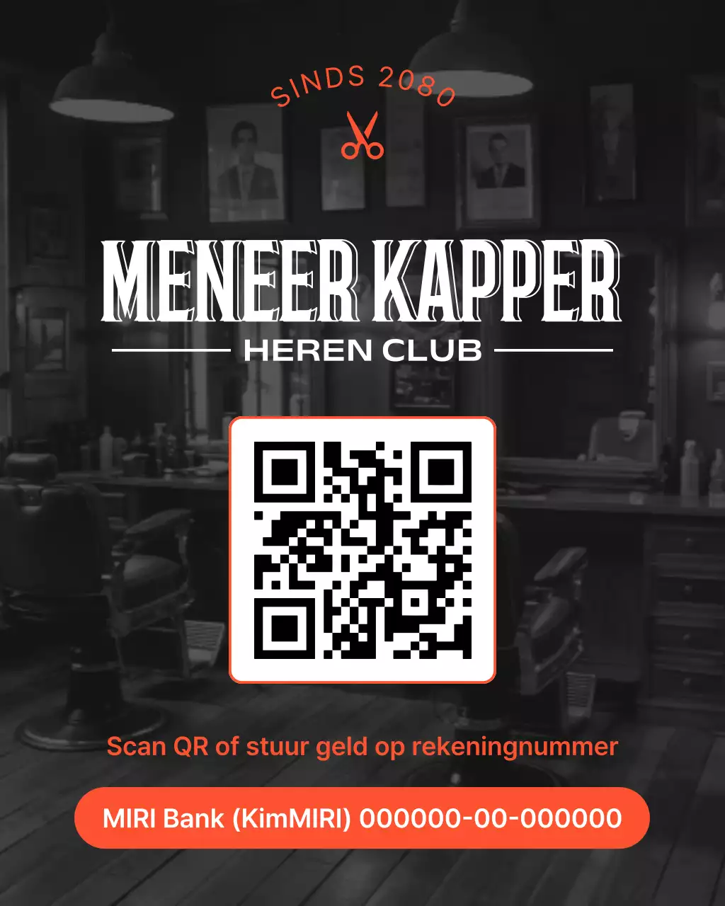 Zwarte vintage kapperszaakadvertentie