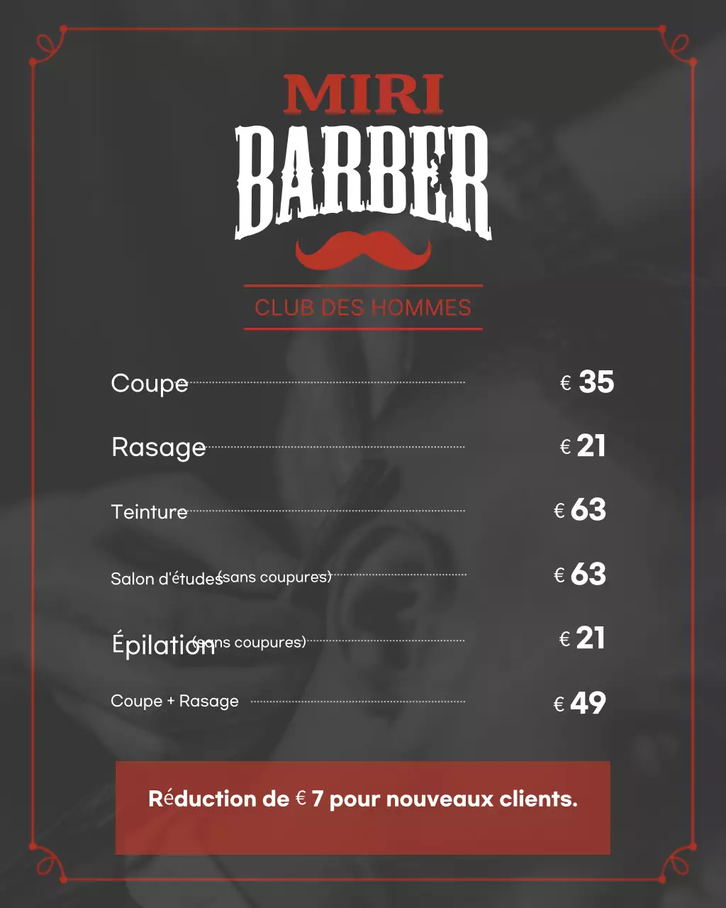 Guide du salon de coiffure vintage rouge