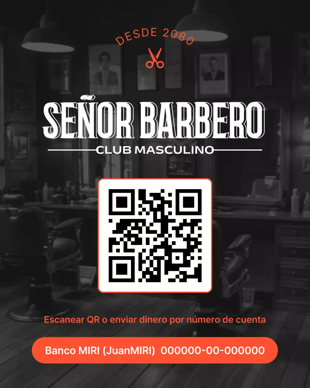 Anuncio vintage de barbería negra