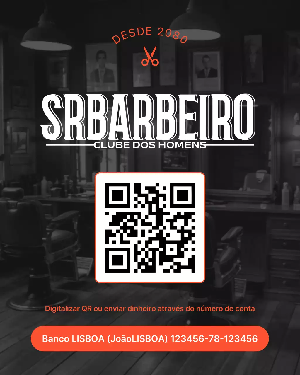Anúncio de barbearia vintage preta