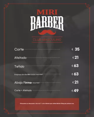 Guía de barbería vintage roja