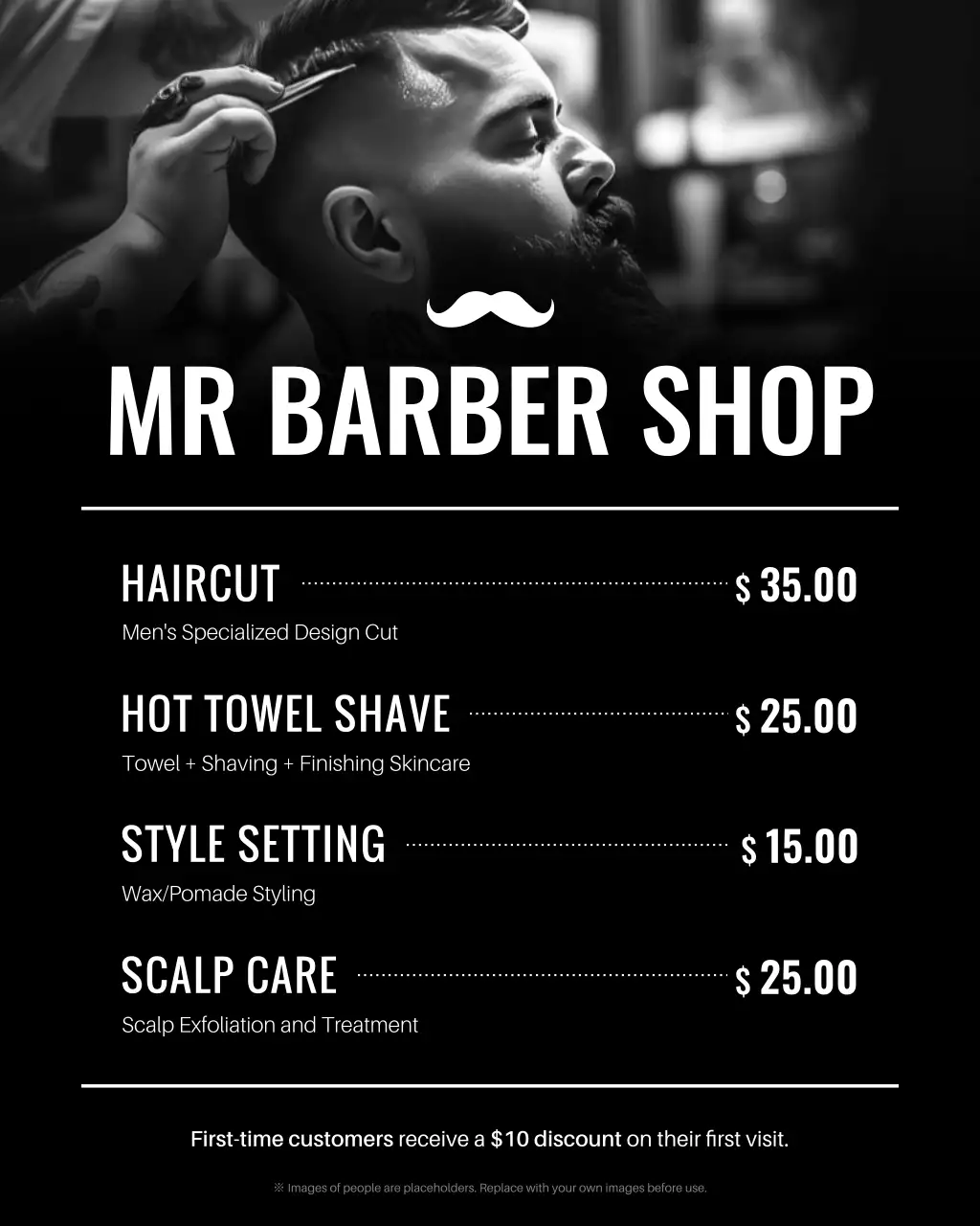 menu barber modern hitam