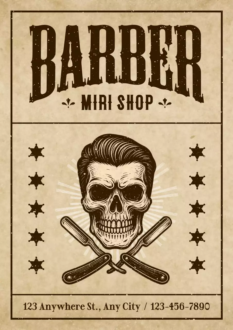 beige vintage barber advertisement