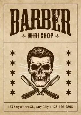 propaganda de barbeiro vintage bege