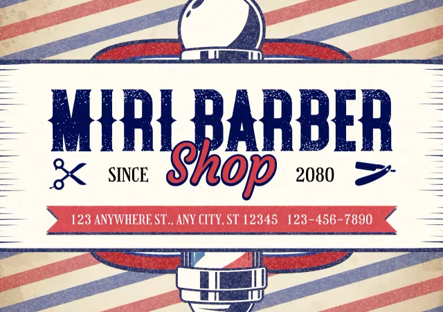 blue vintage barber advertisement