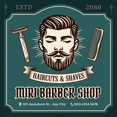 teal vintage barber advertisement