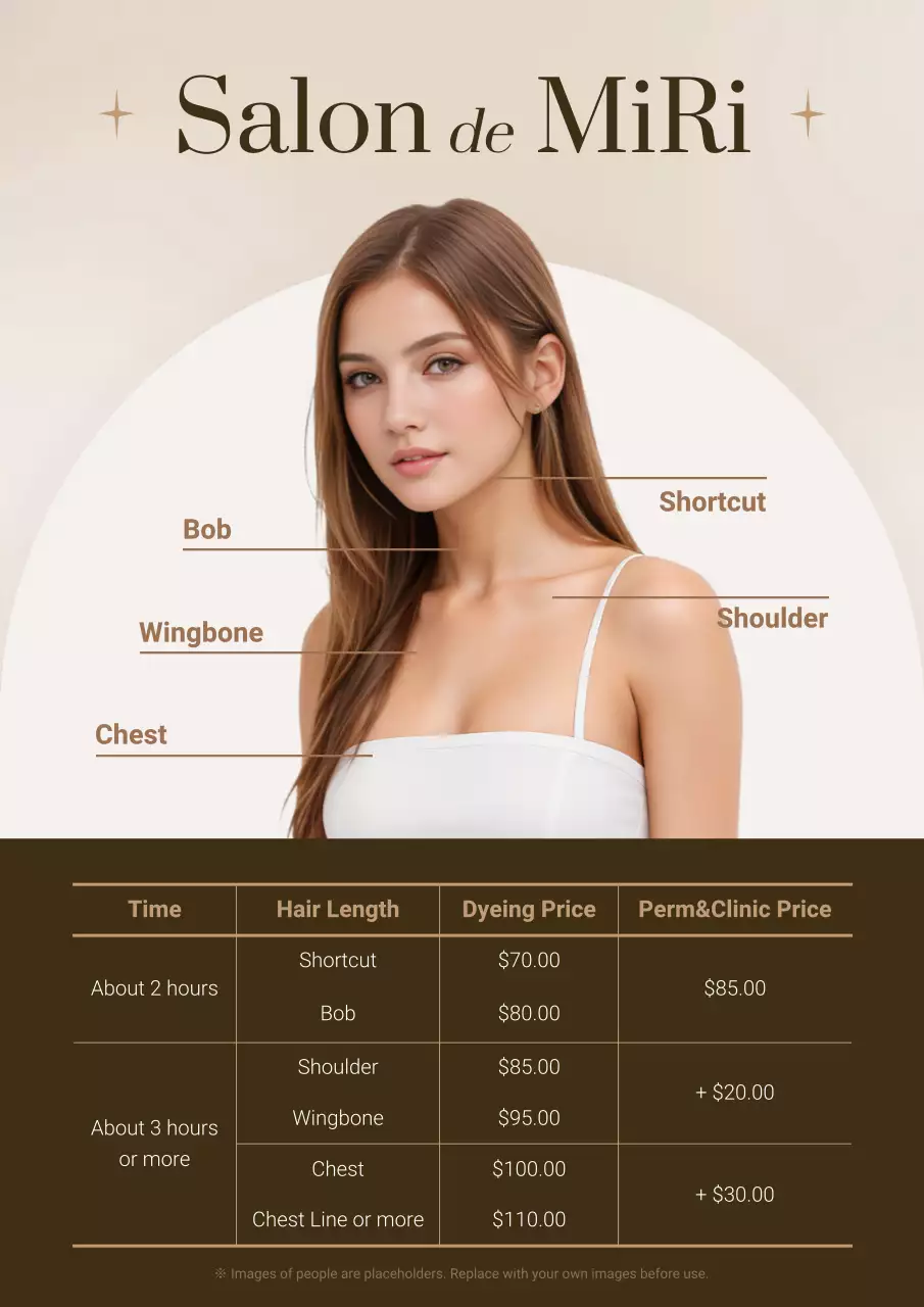 menu salon modern berwarna krem