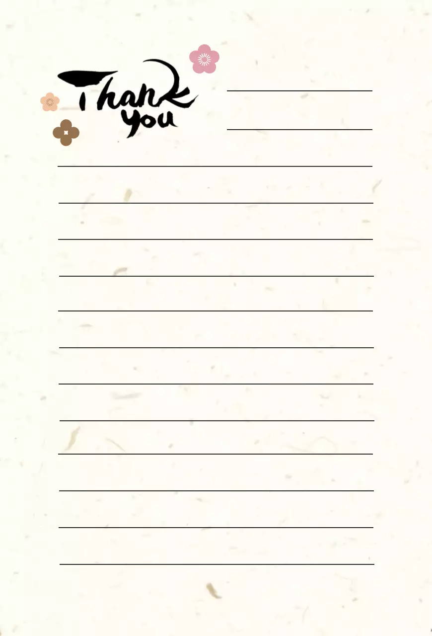 ベージュ 和風 感謝 カード 感謝書道