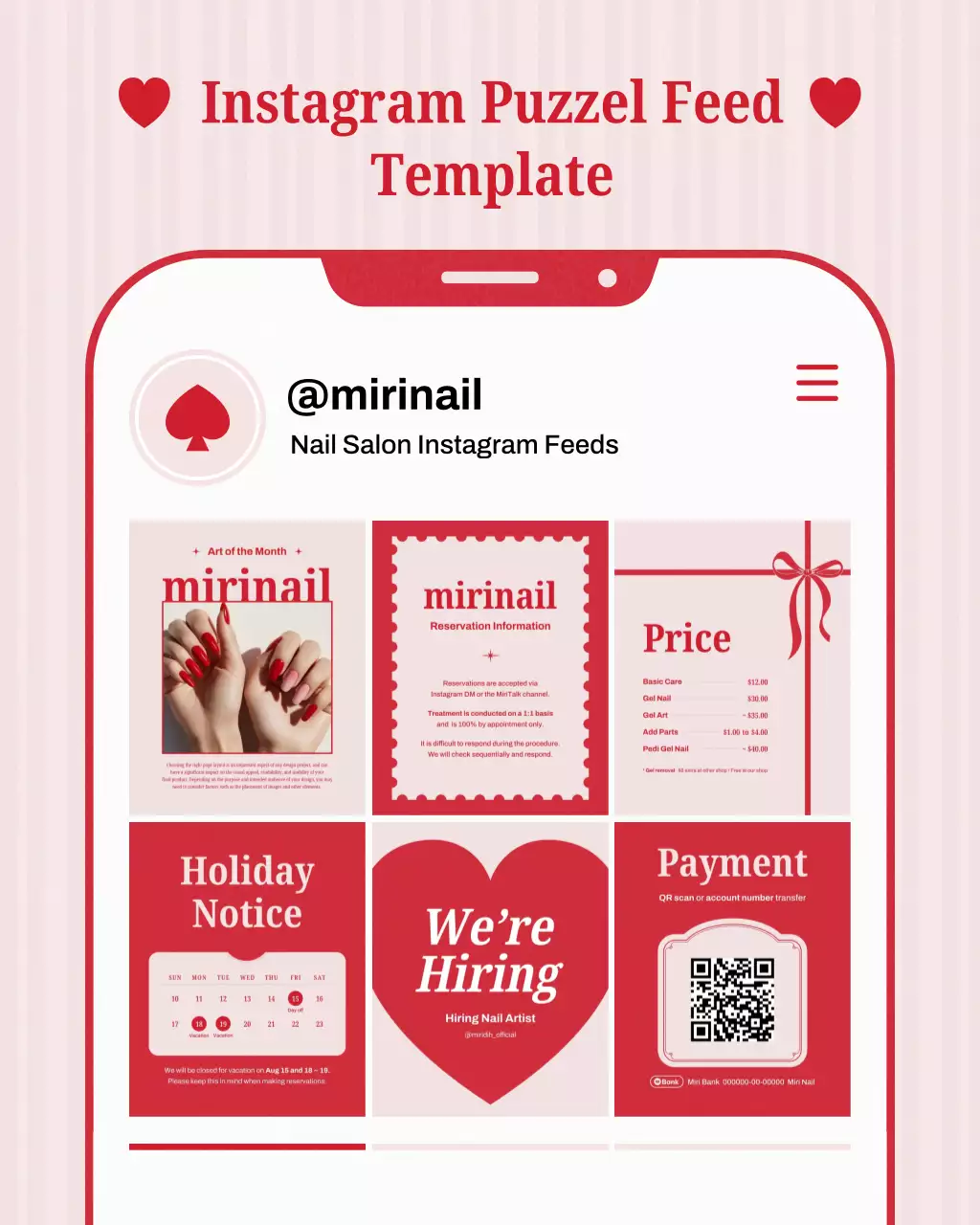 red modern nail salon template