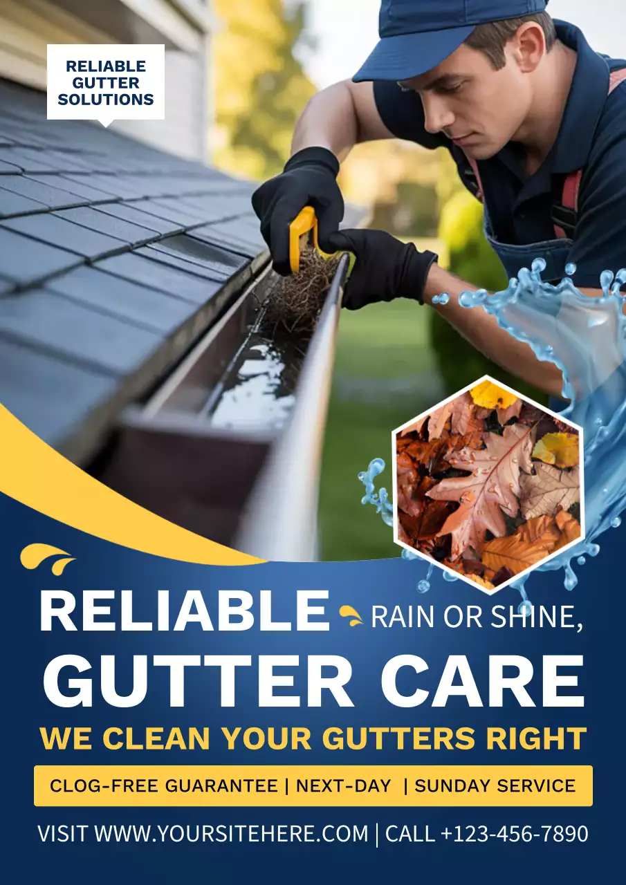 Blue Professional Gutter Advertisement Poster