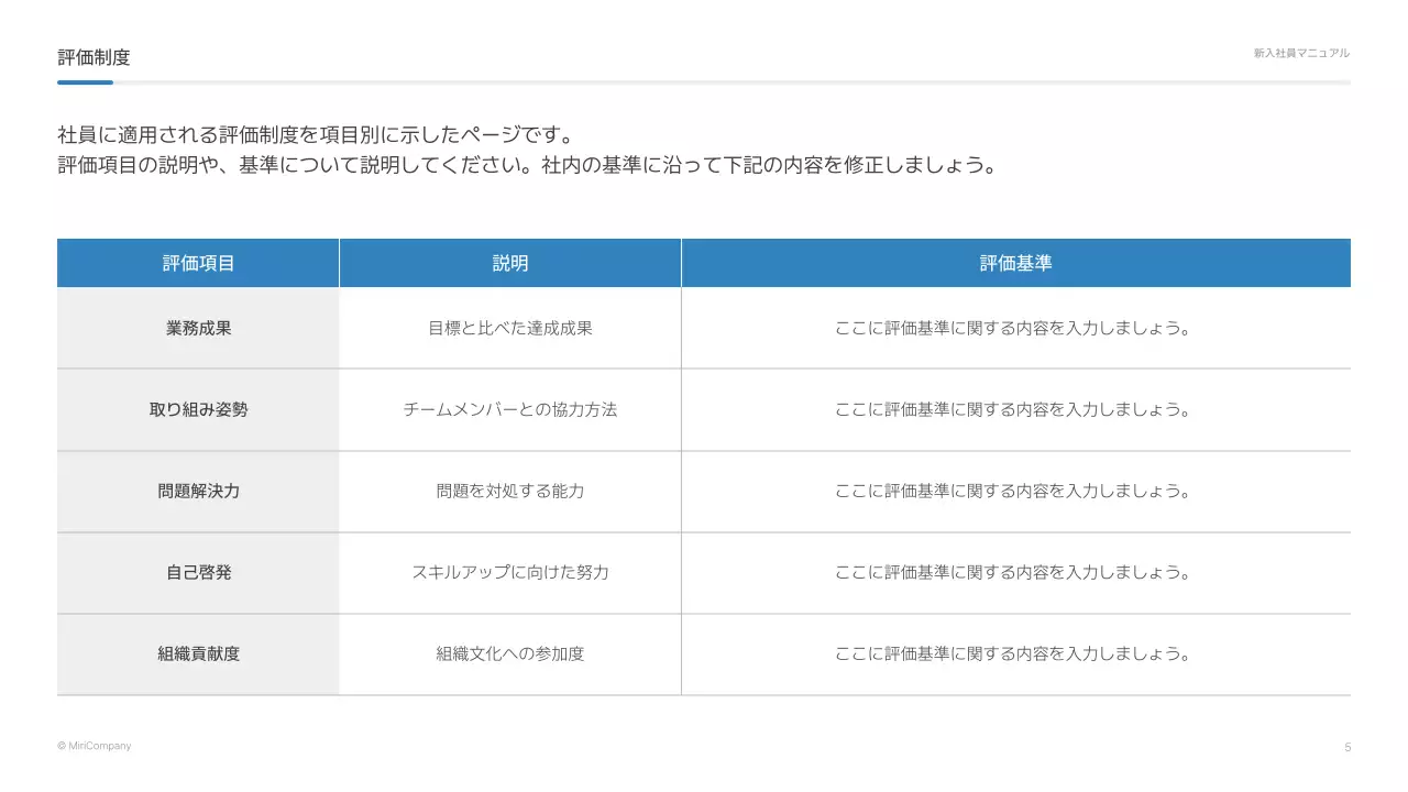 青シンプル ビジネス マニュアル プレゼンテーション