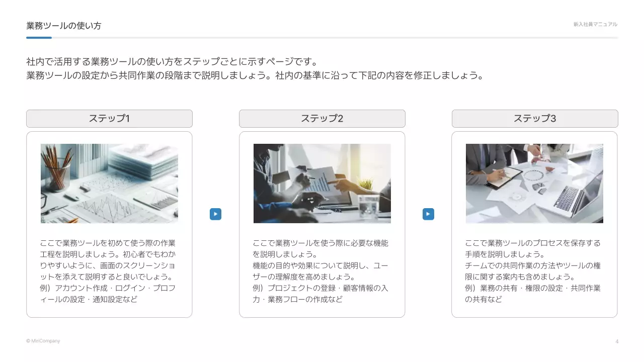 青シンプル ビジネス マニュアル プレゼンテーション