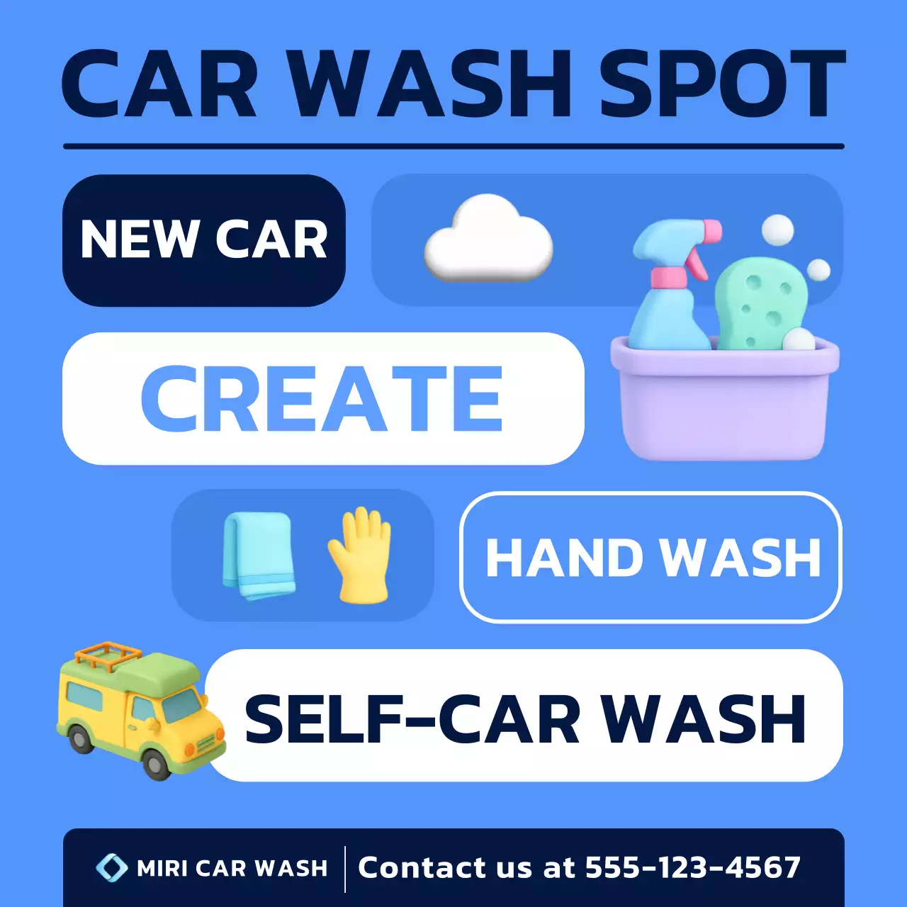 promosi cuci mobil modern biru