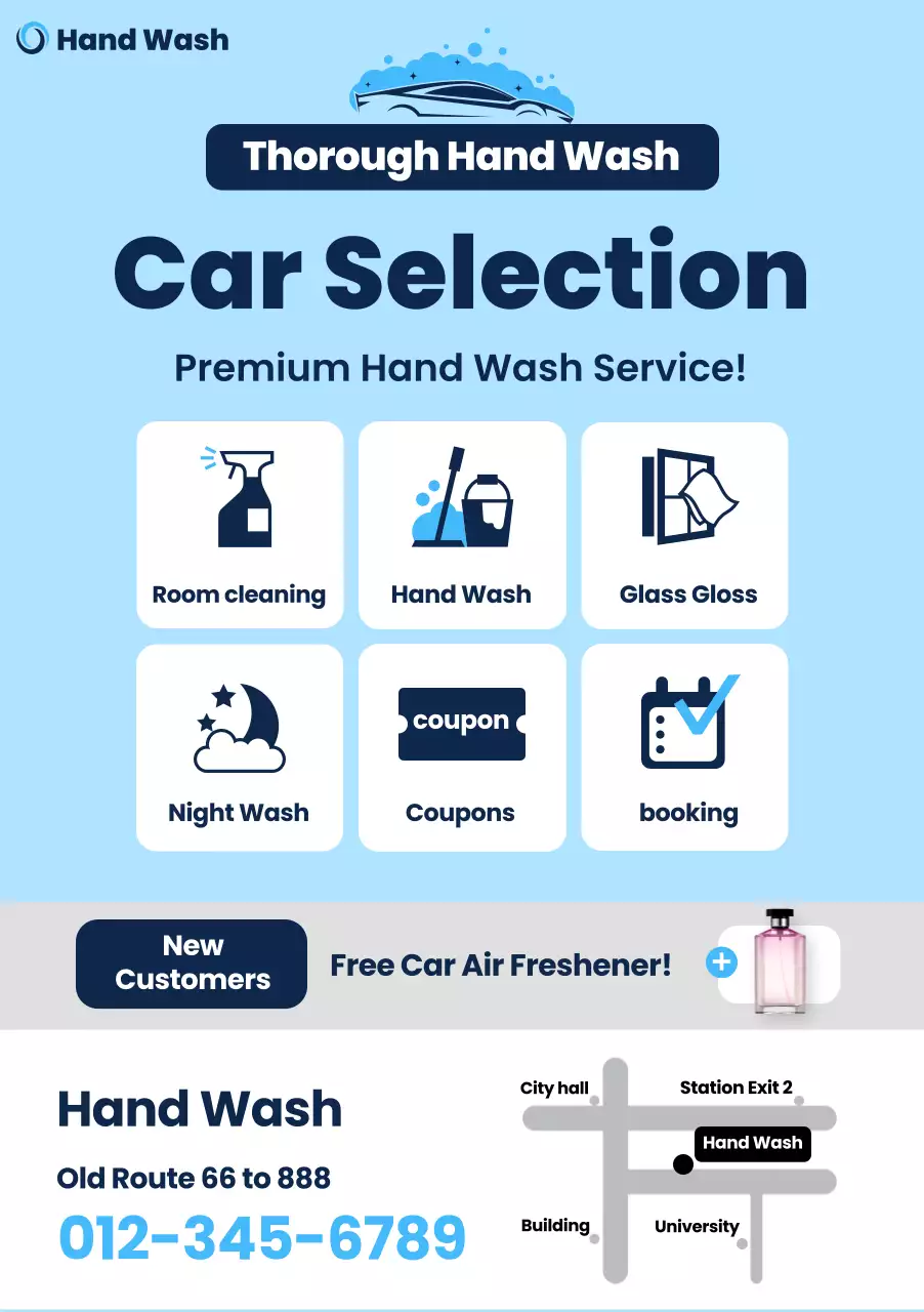 blue modern car wash promotion