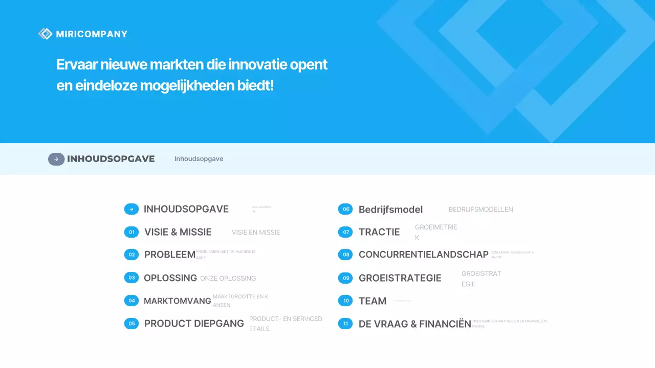 Hemelsblauwe moderne zakelijke presentatiematerialen IR