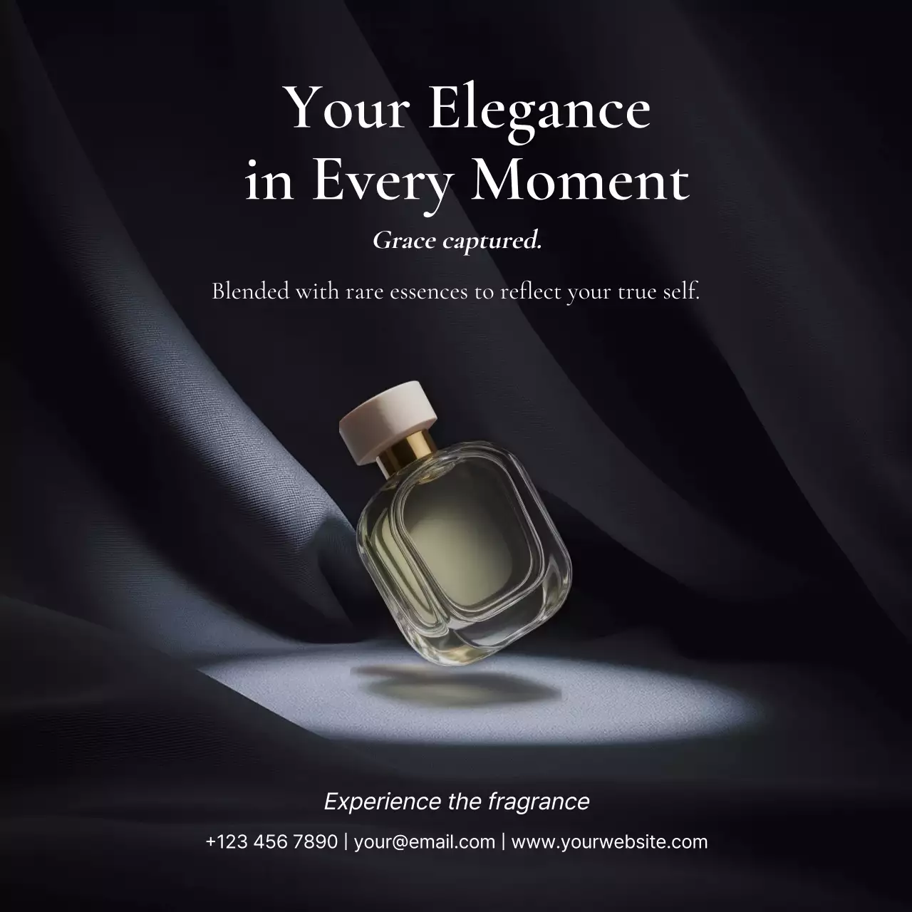 black elegant fragrance advertisement