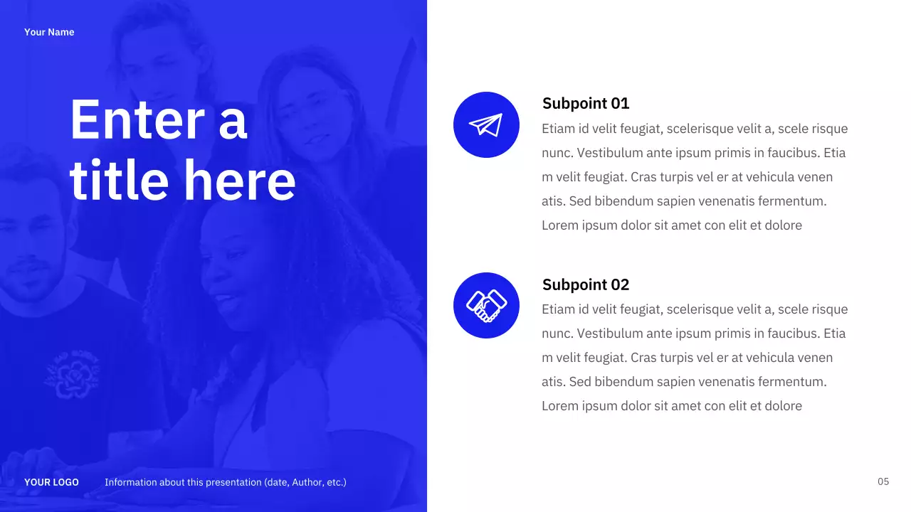 blue modern presentation guide