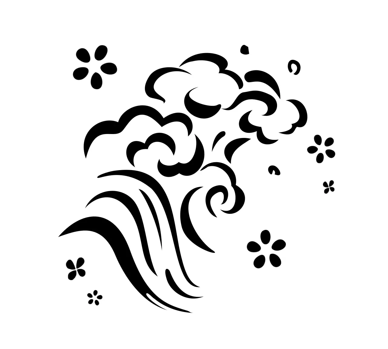 白黒 和風 自然 ポスター 和風イラスト