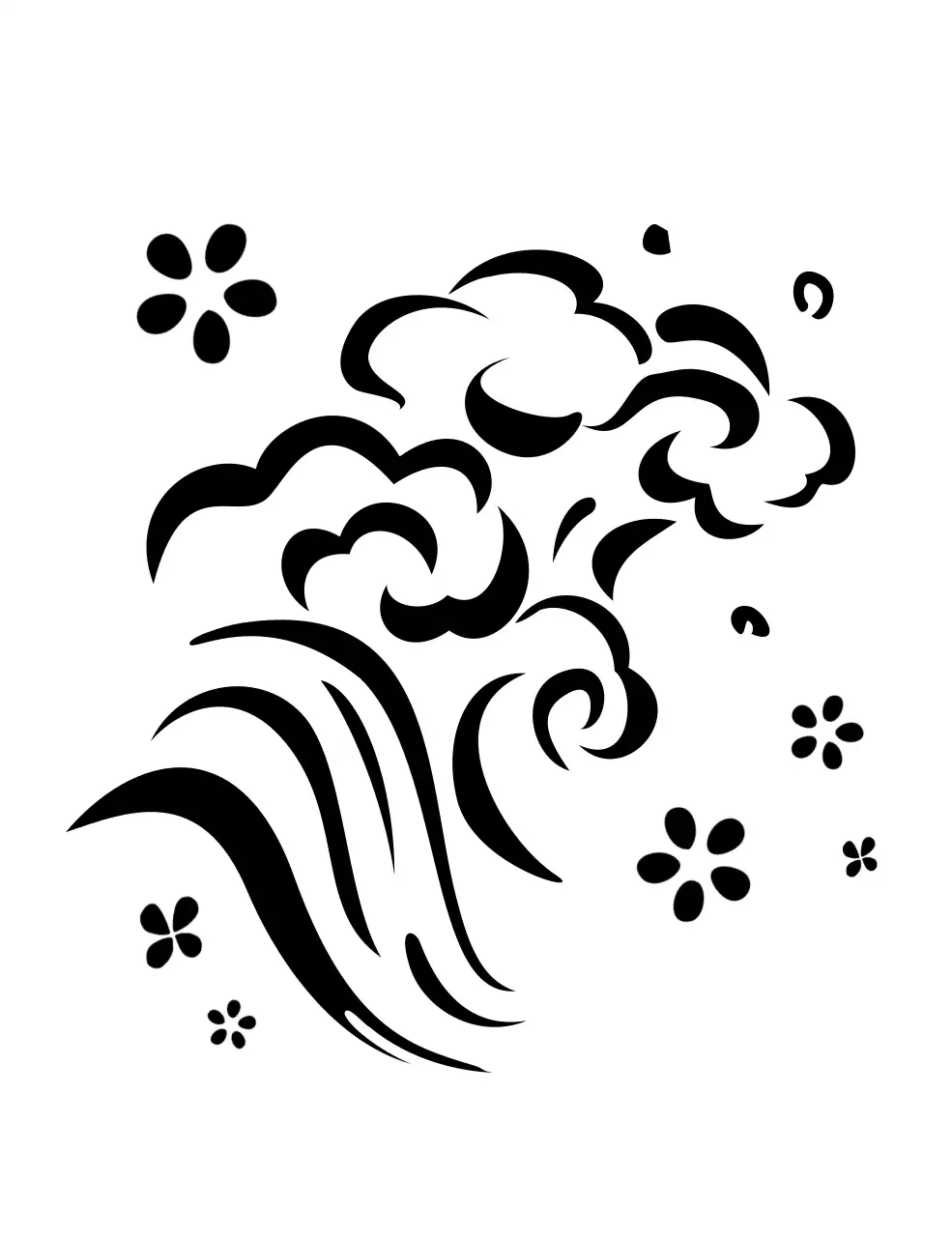 白黒 和風 自然 ポスター 和風イラスト