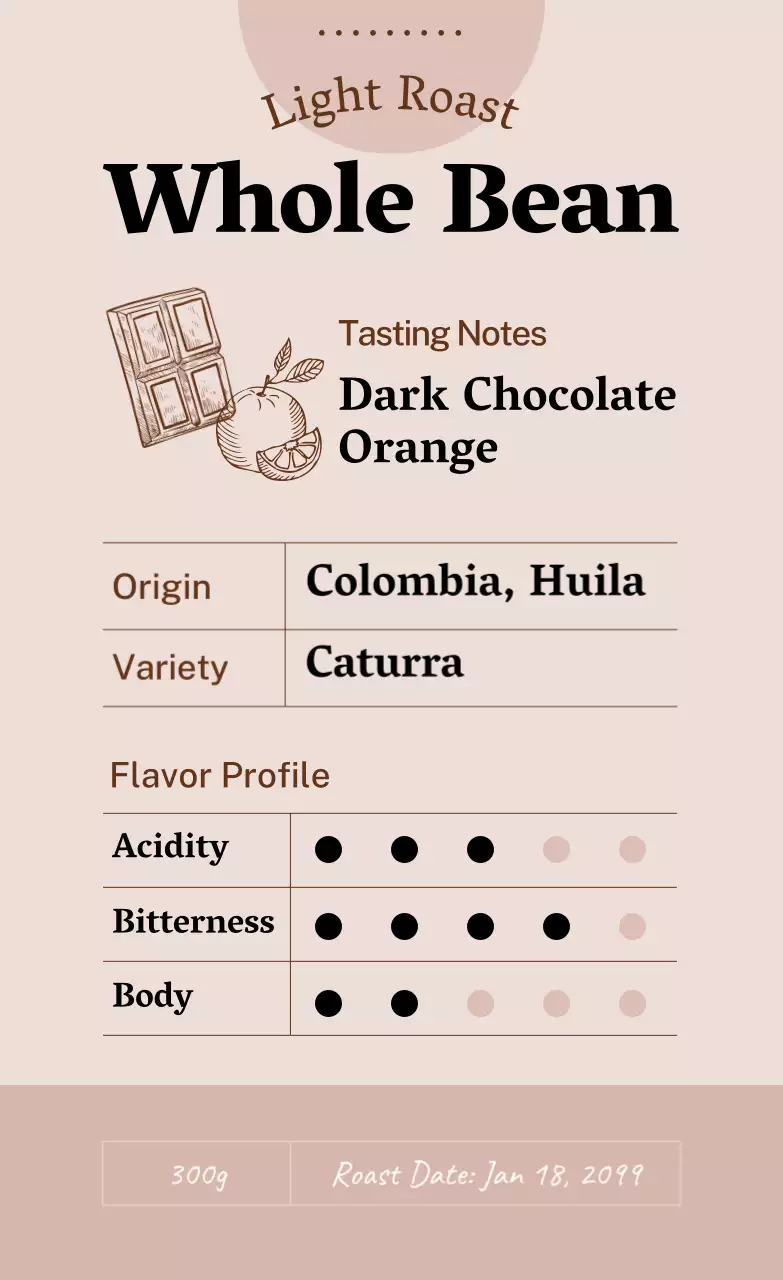 ベージュ クラシック コーヒー ラベル コーヒー豆紹介