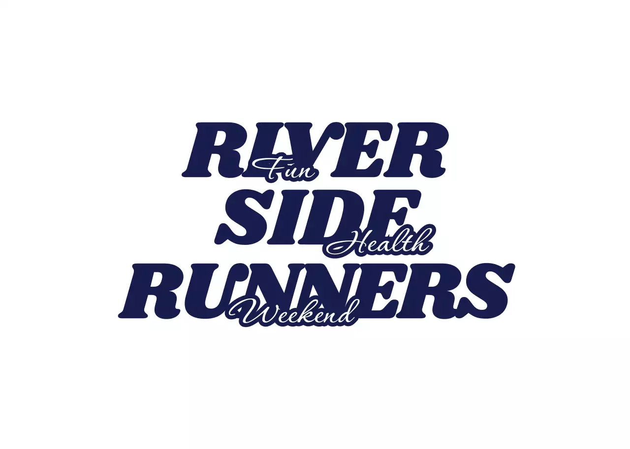 青 クール ランニング ロゴ テキストシンプル