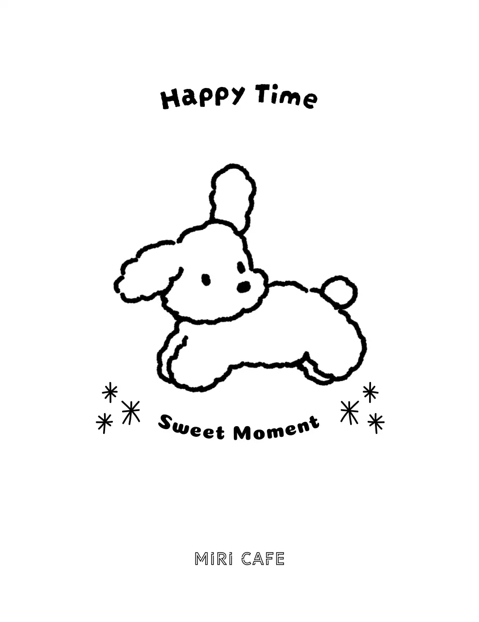 白黒 シンプル カフェ ボトル かわいいイラスト