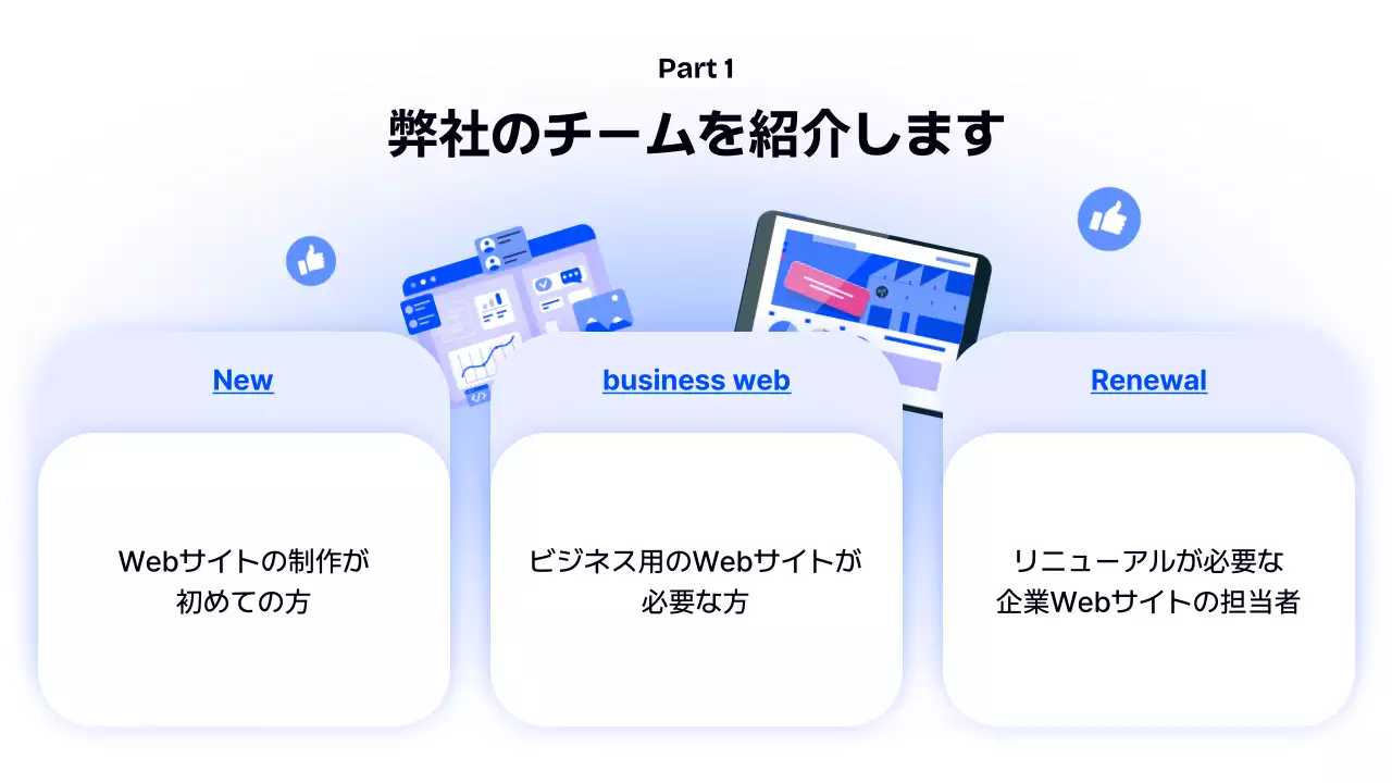 青 モダン ウェブサイト プレゼンテーション