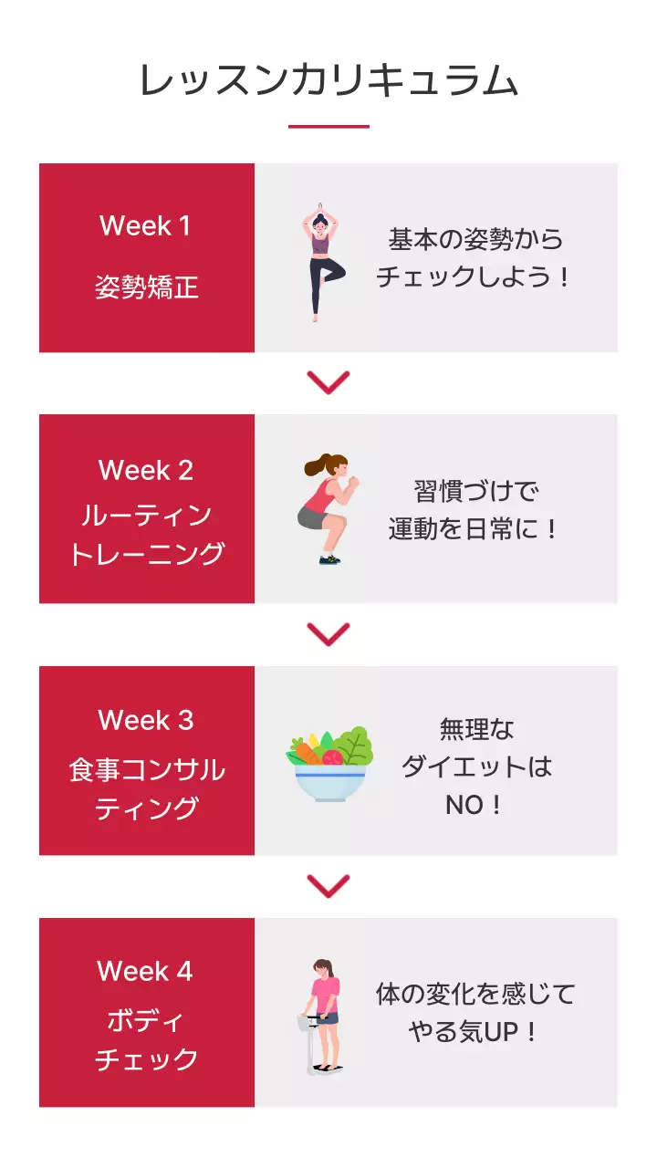 赤 モダン フィットネス モバイルページ