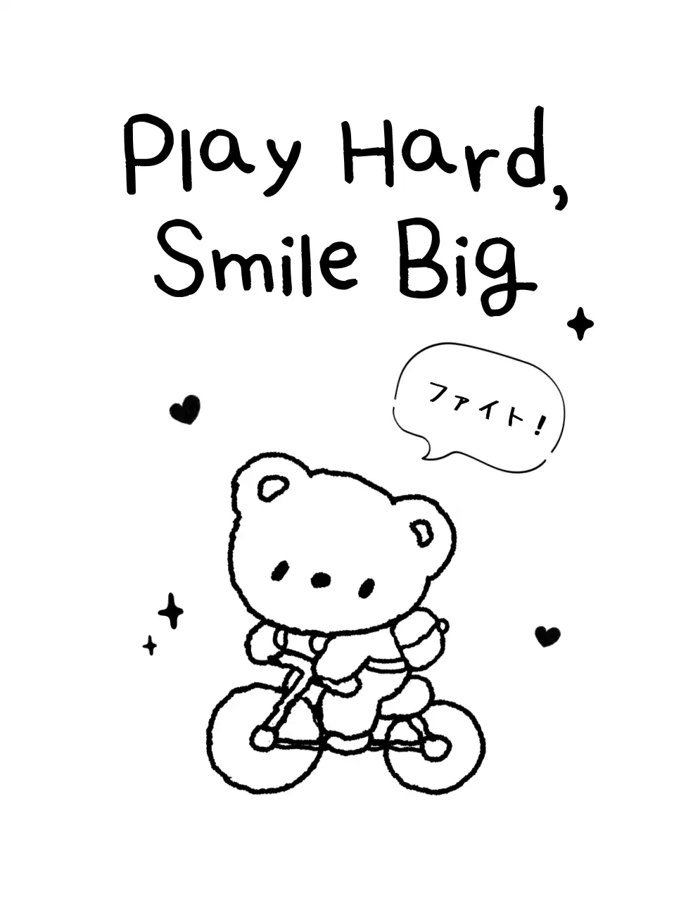 白黒 かわいい クマ ポスター スポーツイラスト