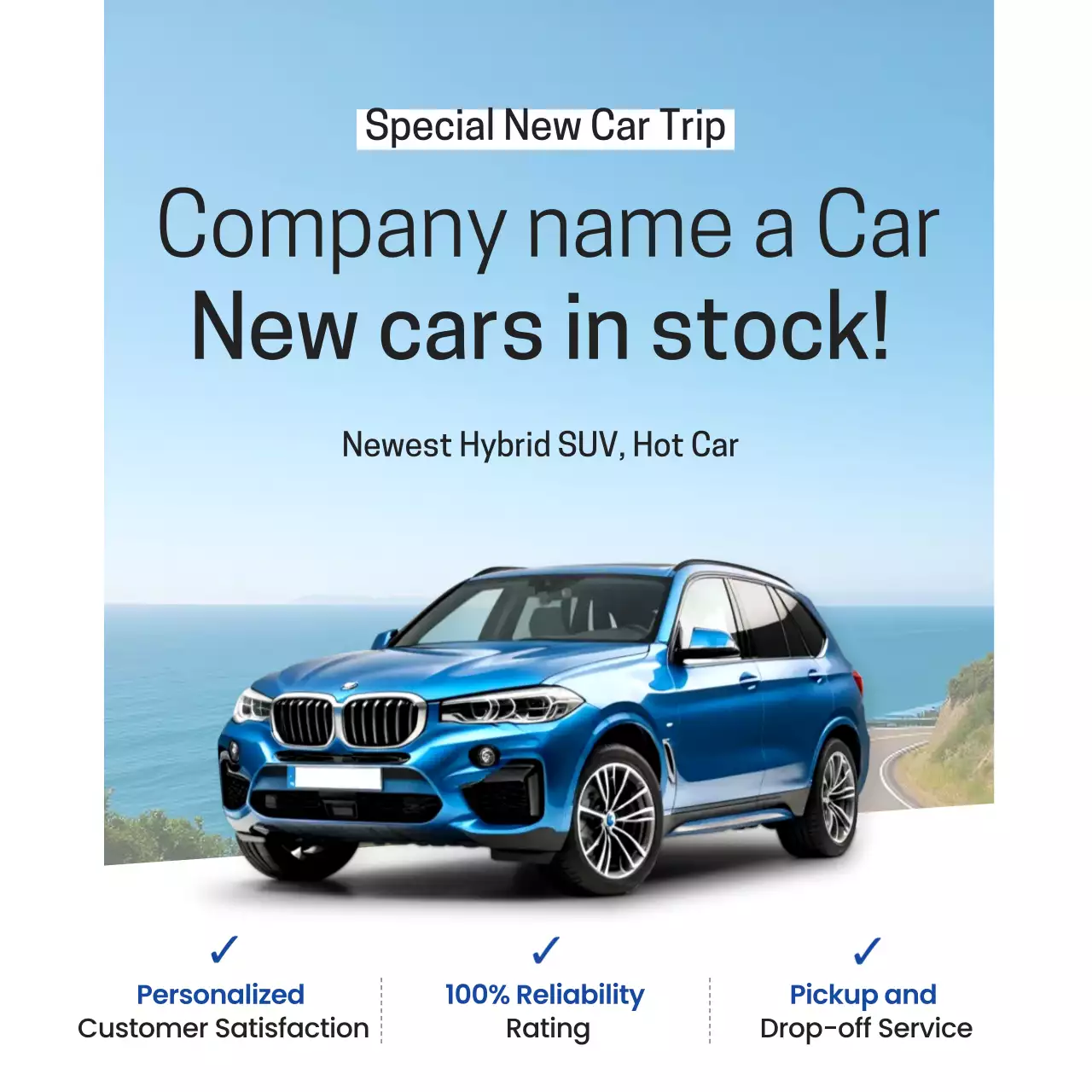 blue modern car advertisement