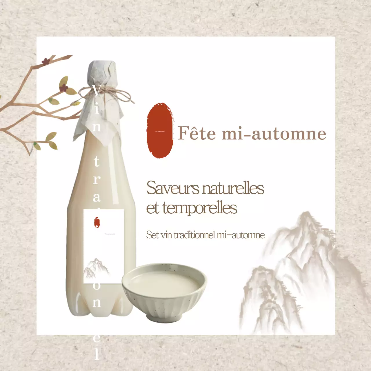 Publicité pour une liqueur traditionnelle beige