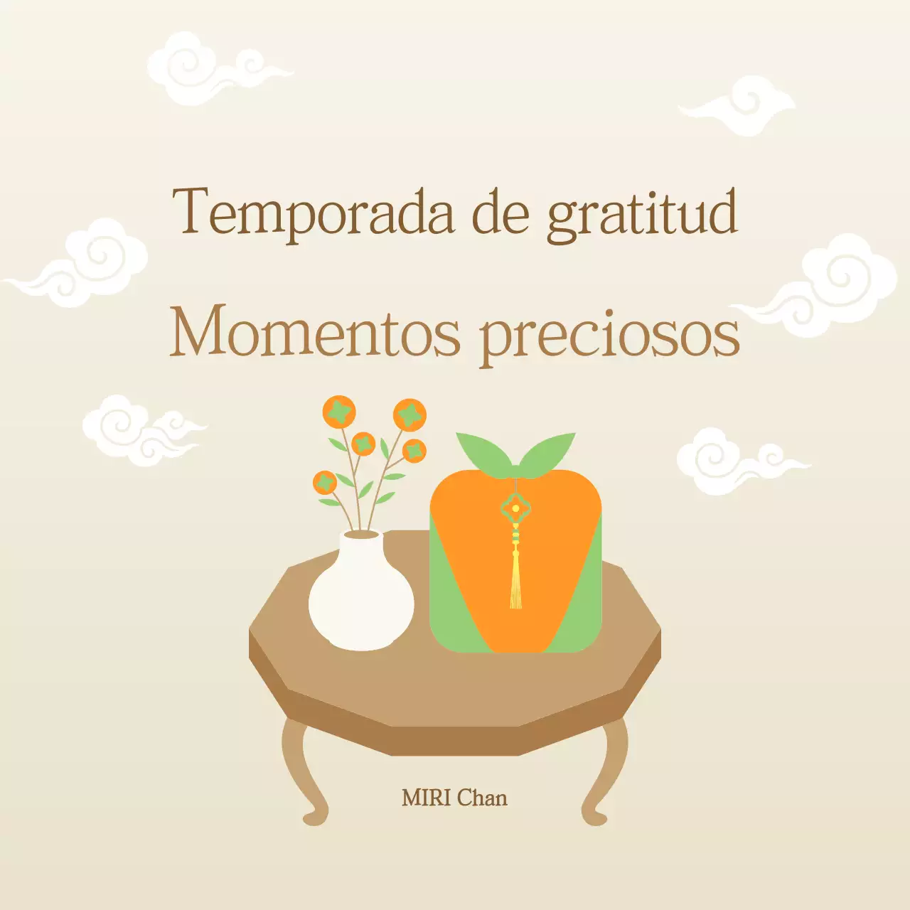 Celebración tradicional de Acción de Gracias en beige