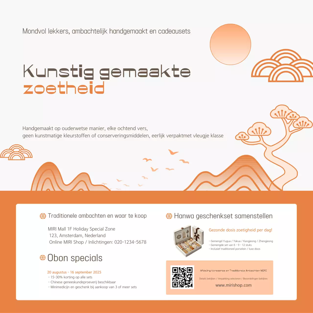 Promotie van de traditionele oranje geschenkset