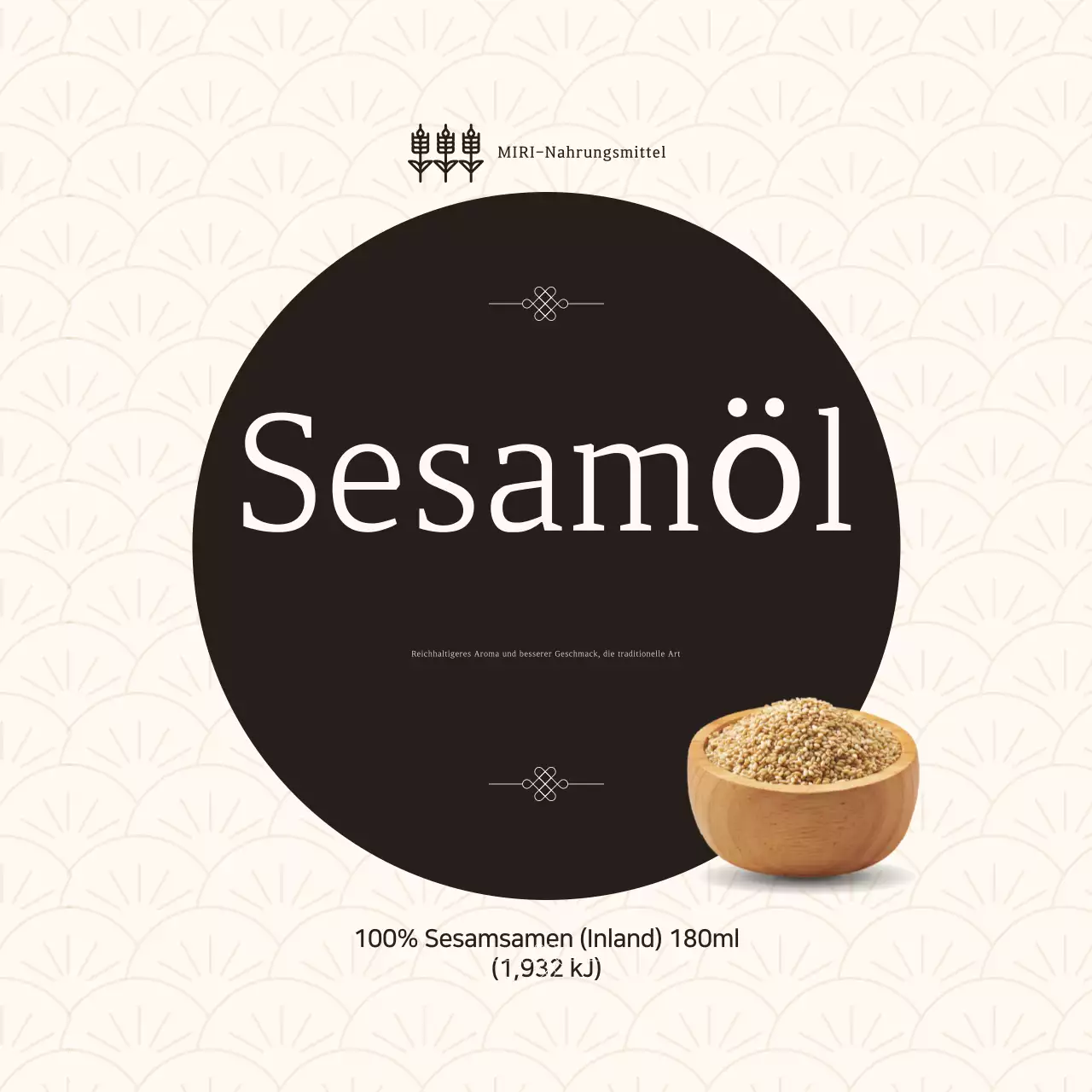 Werbung für beigefarbene traditionelle Sesamölprodukte