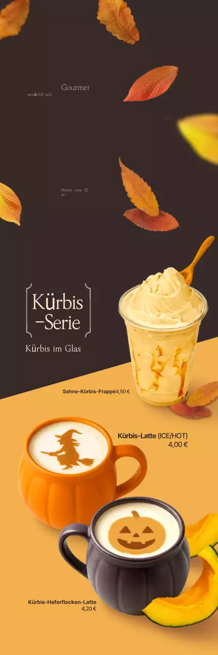 Braune moderne Herbstgetränkeanzeige