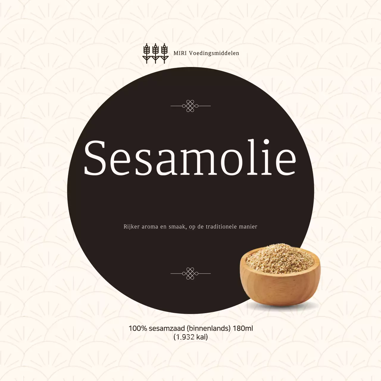 Promotie van beige traditionele sesamolieproducten