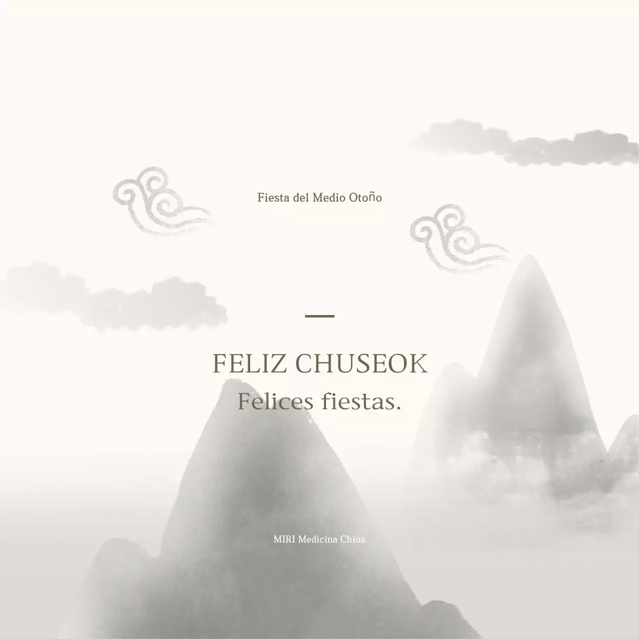 Saludos tradicionales de Chuseok en blanco y negro