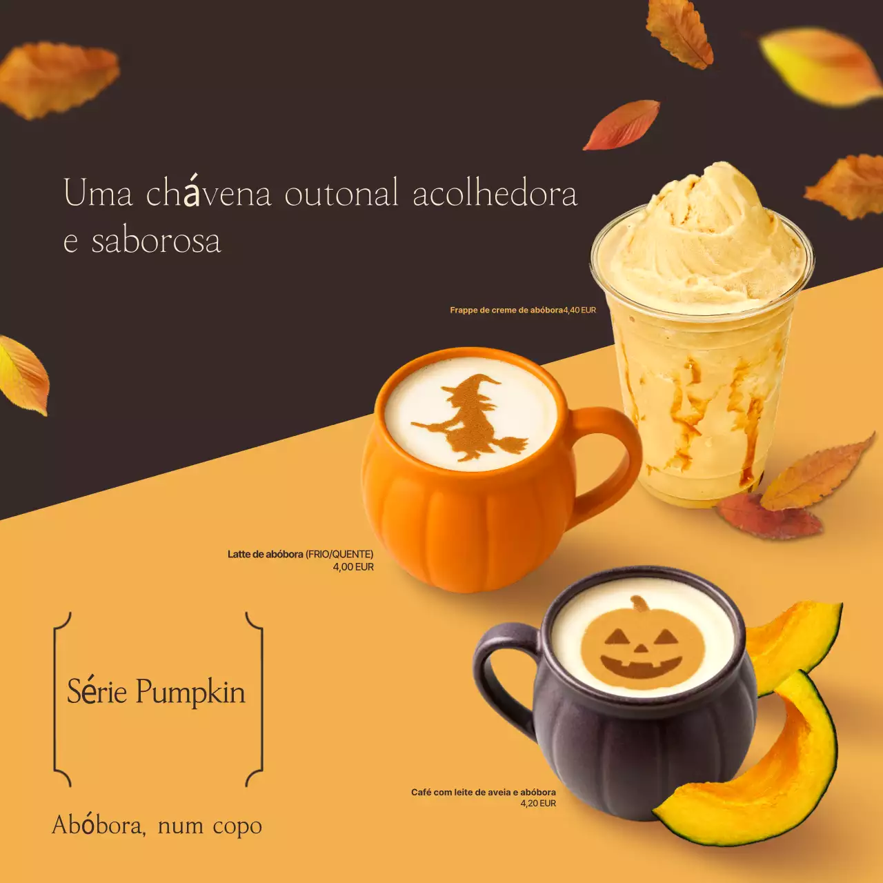 Propaganda da bebida de outono laranja