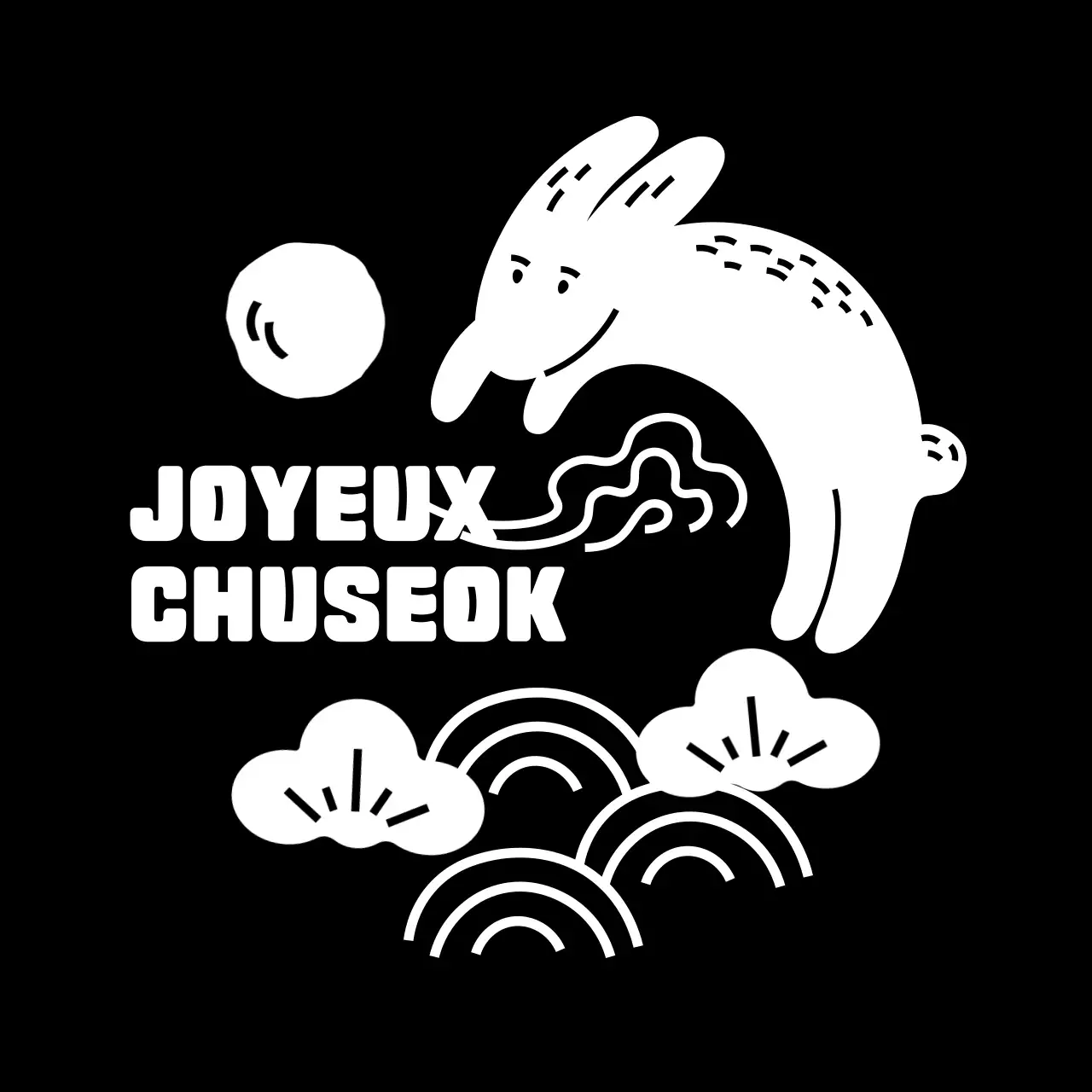 Célébration de Chuseok en noir et simple