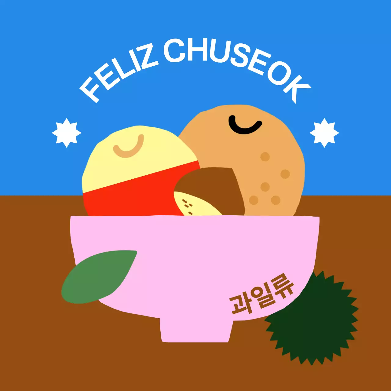 Celebración sencilla de Chuseok en azul