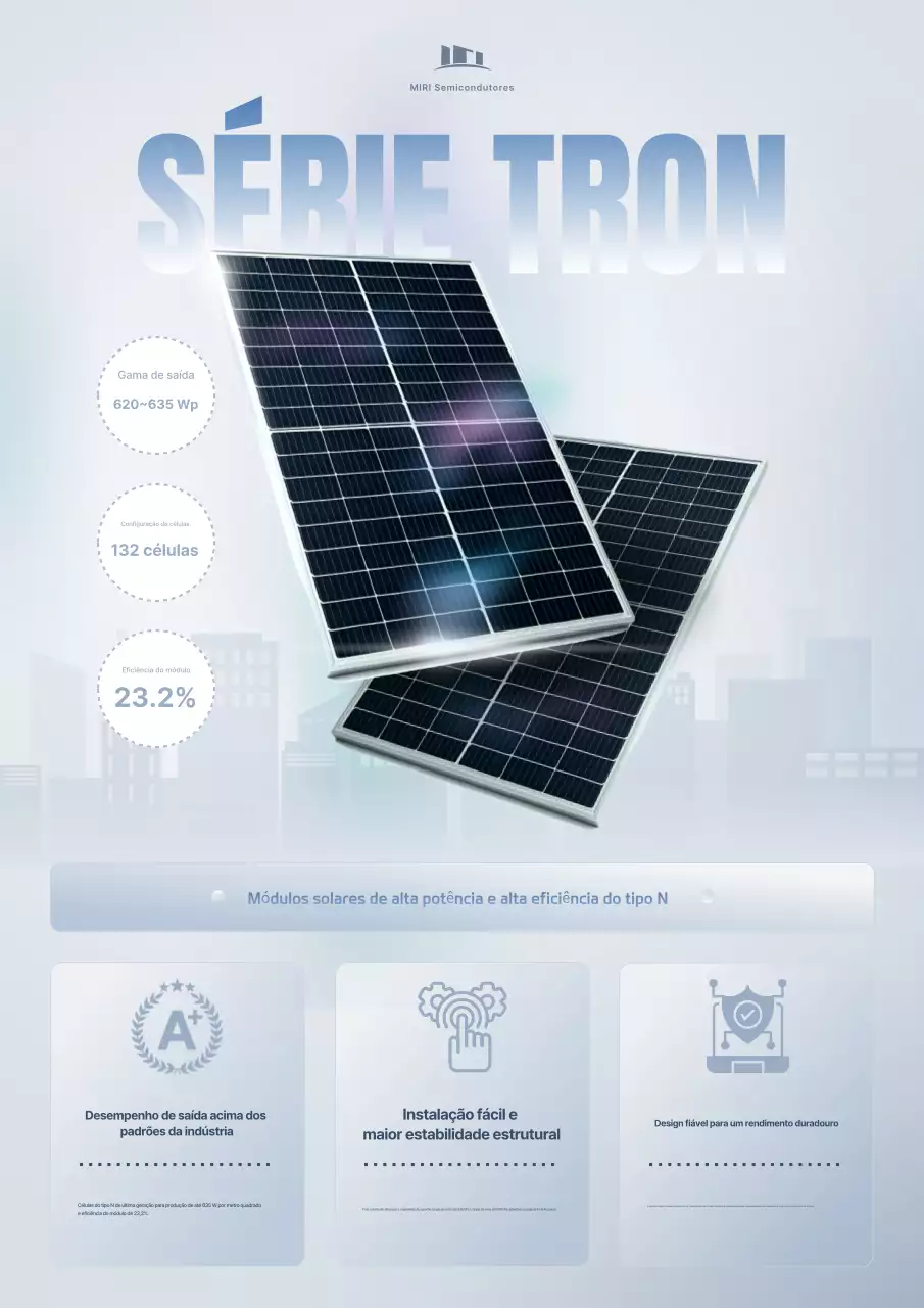 Promoção de produtos modernos de células solares azul-celeste