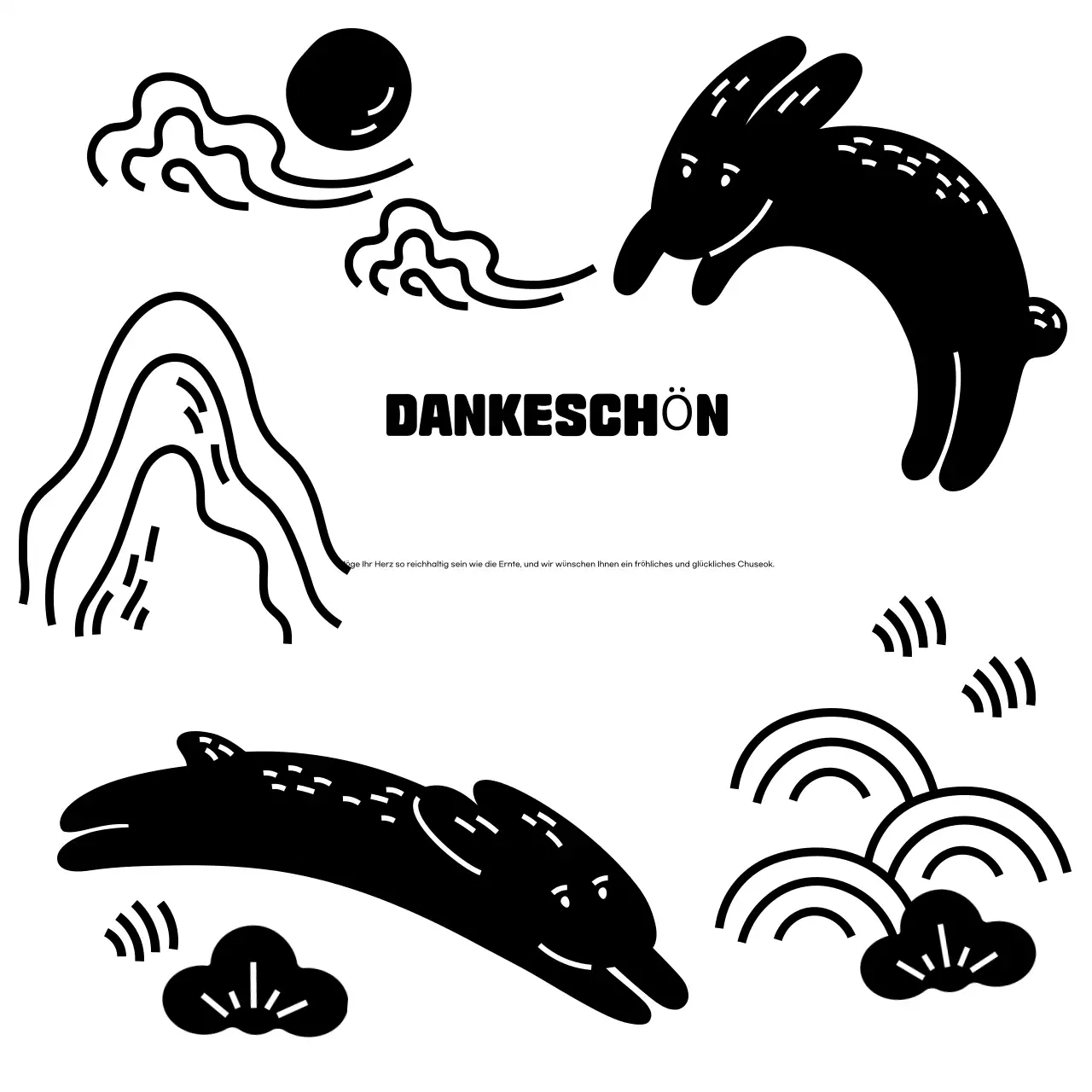 Schwarze einfache Chuseok-Grüße