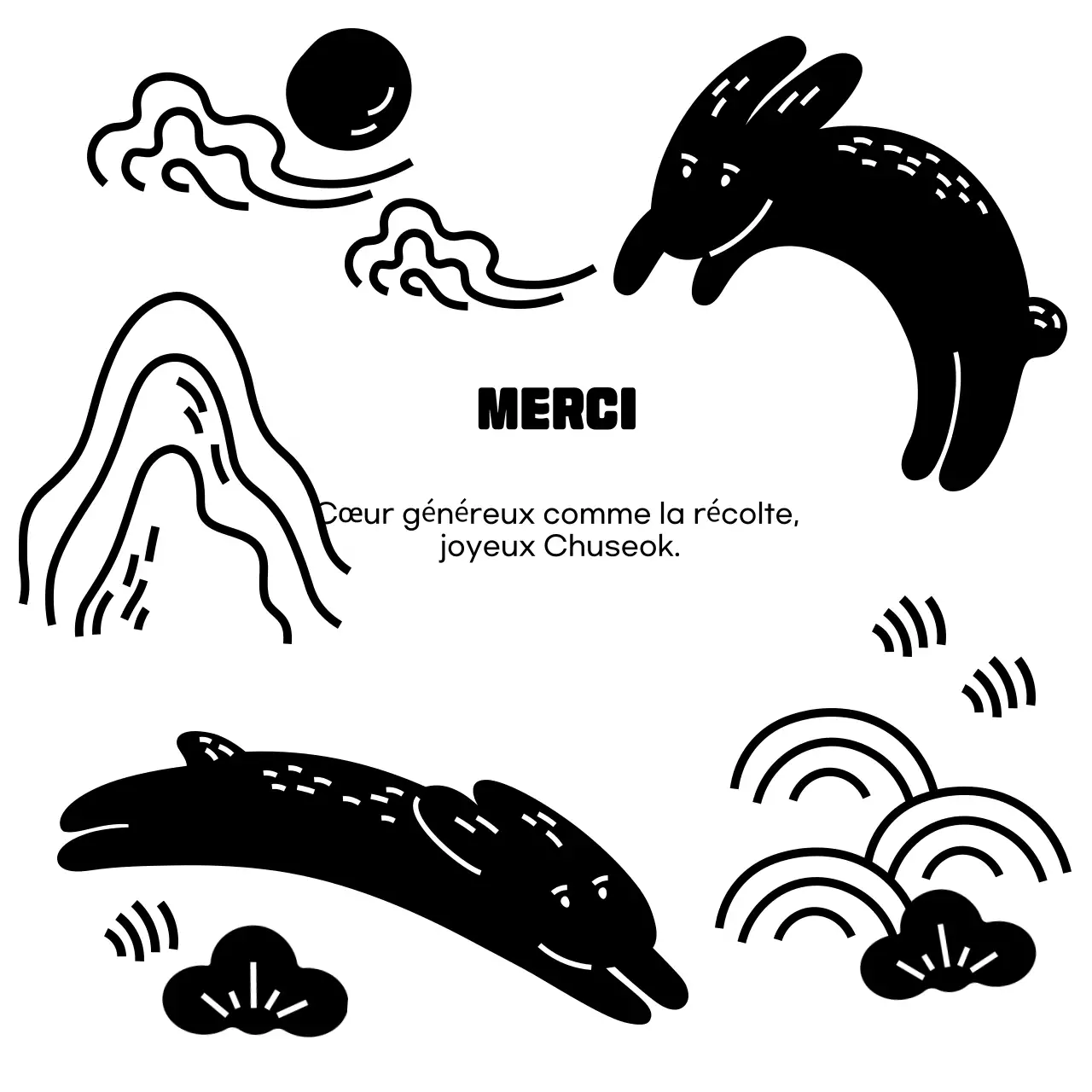 Salutations simples et noires pour Chuseok