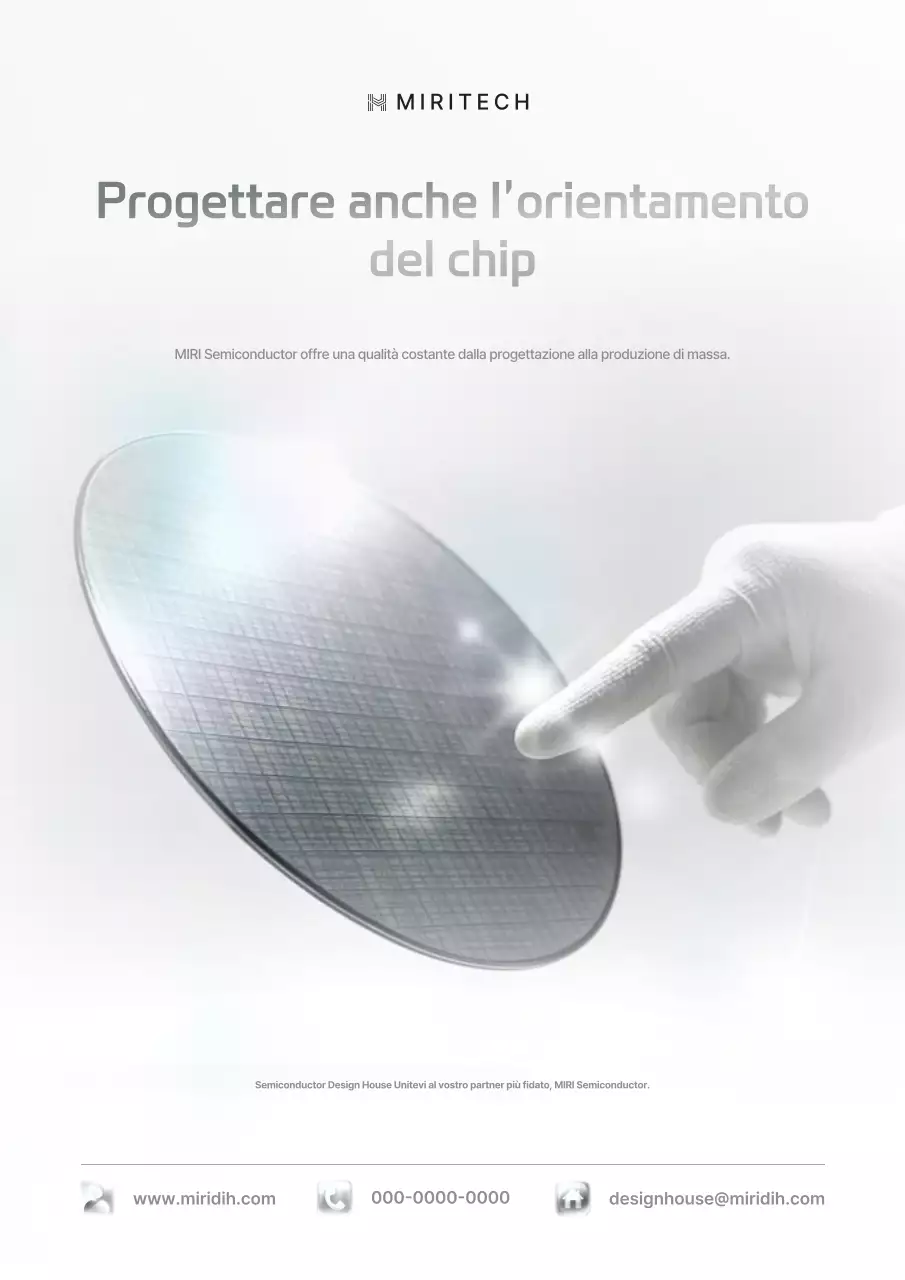 Un'elegante pubblicità di un prodotto semiconduttore bianco