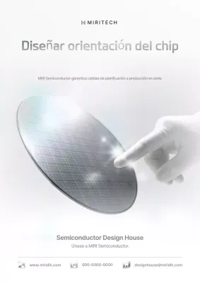 Un elegante anuncio de productos semiconductores de color blanco.